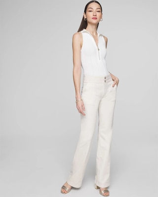 Black and white high waisted trousers clearance